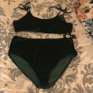 Green Velvet high waisted swimsuit